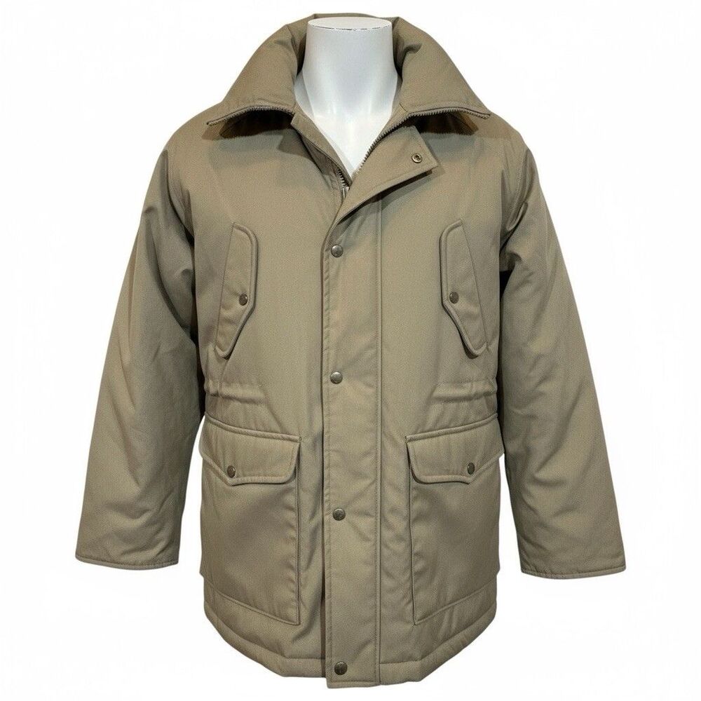 Vintage 80s London Fog‎ Parka 40R Quilted Hooded Coat Big Ben Zip Korea